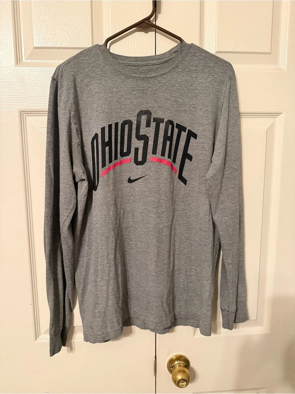 Nike Gray Ohio State Long Sleeve Tee with Red Accent
